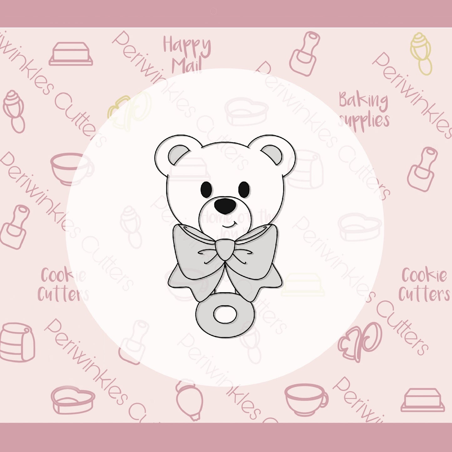 Teddy Bear Rattle Cookie Cutter - Periwinkles Cutters