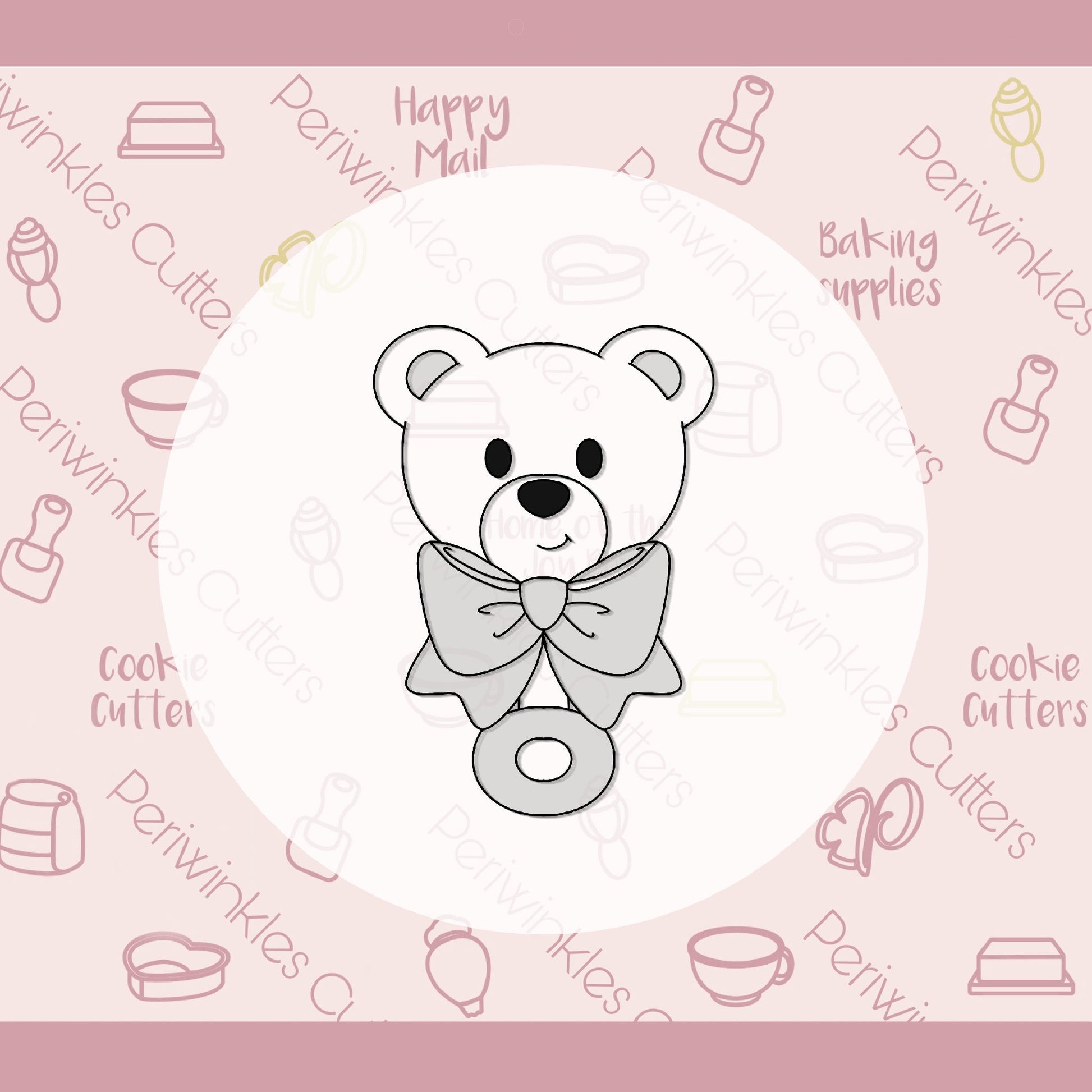 Teddy Bear Rattle Cookie Cutter - Periwinkles Cutters