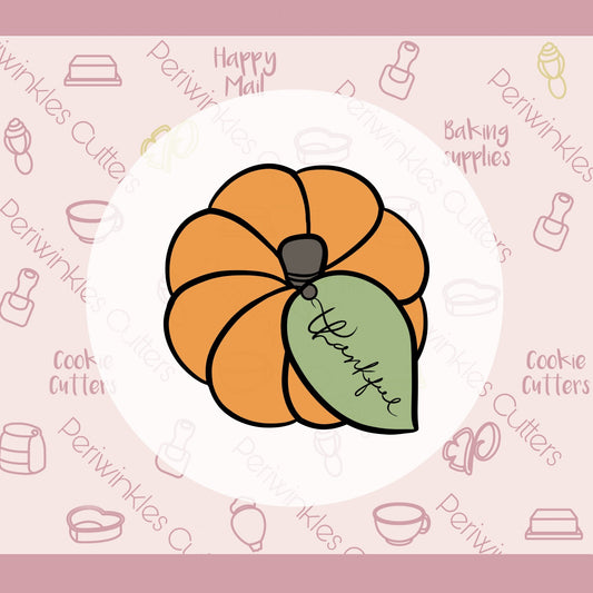Top View Pumpkin with leaf Cookie Cutter - Periwinkles Cutters