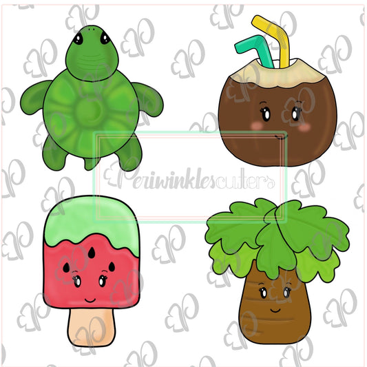 Tropical Summer Mini Set of 4 Cookie Cutter - Periwinkles Cutters