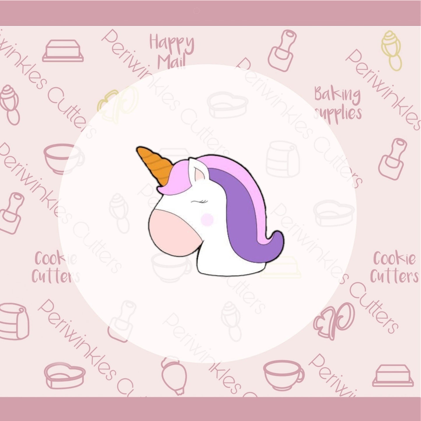 Unicorn Head Cookie Cutter - Periwinkles Cutters