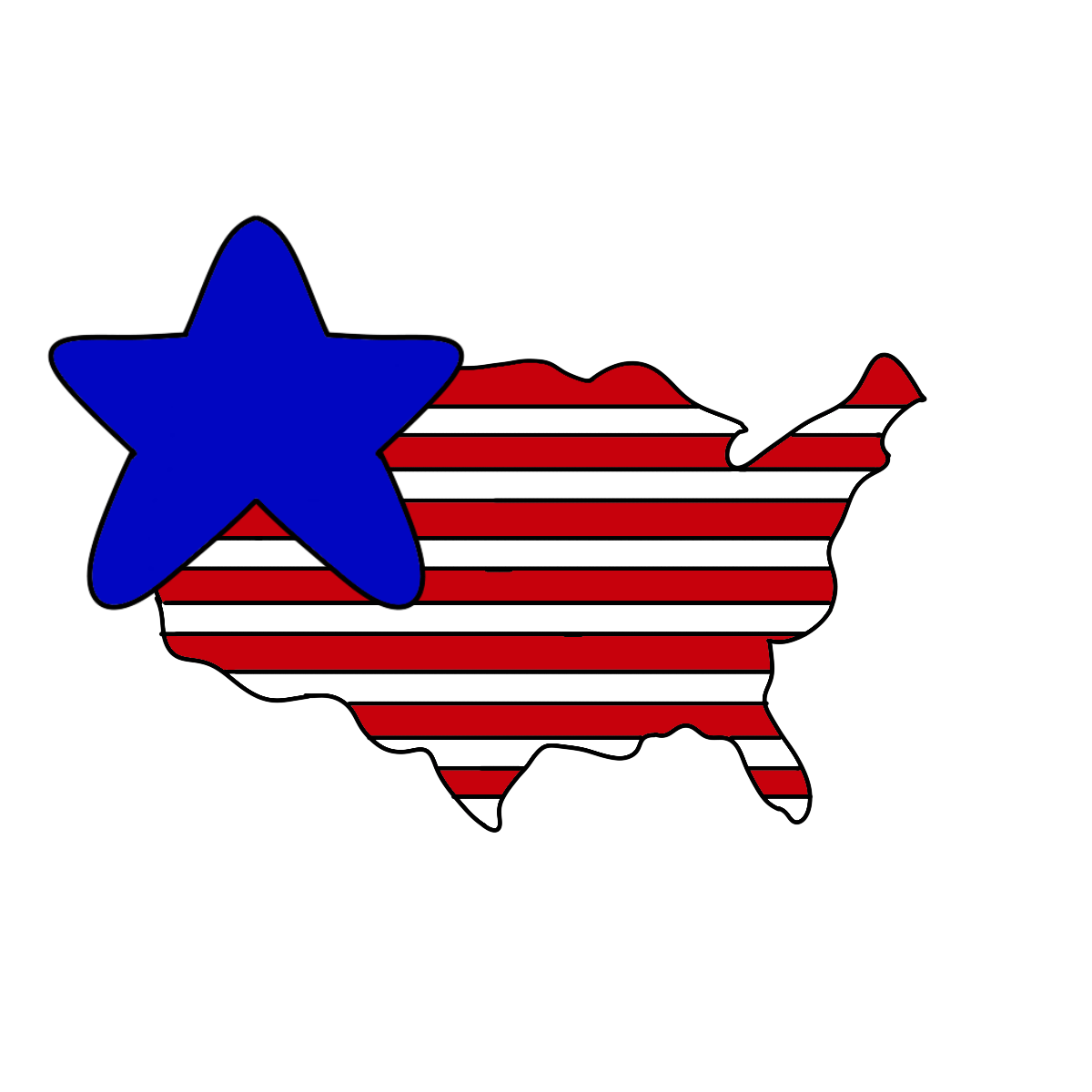 USA Map Flowers Cookie Cutter - 4th of July Cookie Cutter - America Map - Periwinkles Cutters