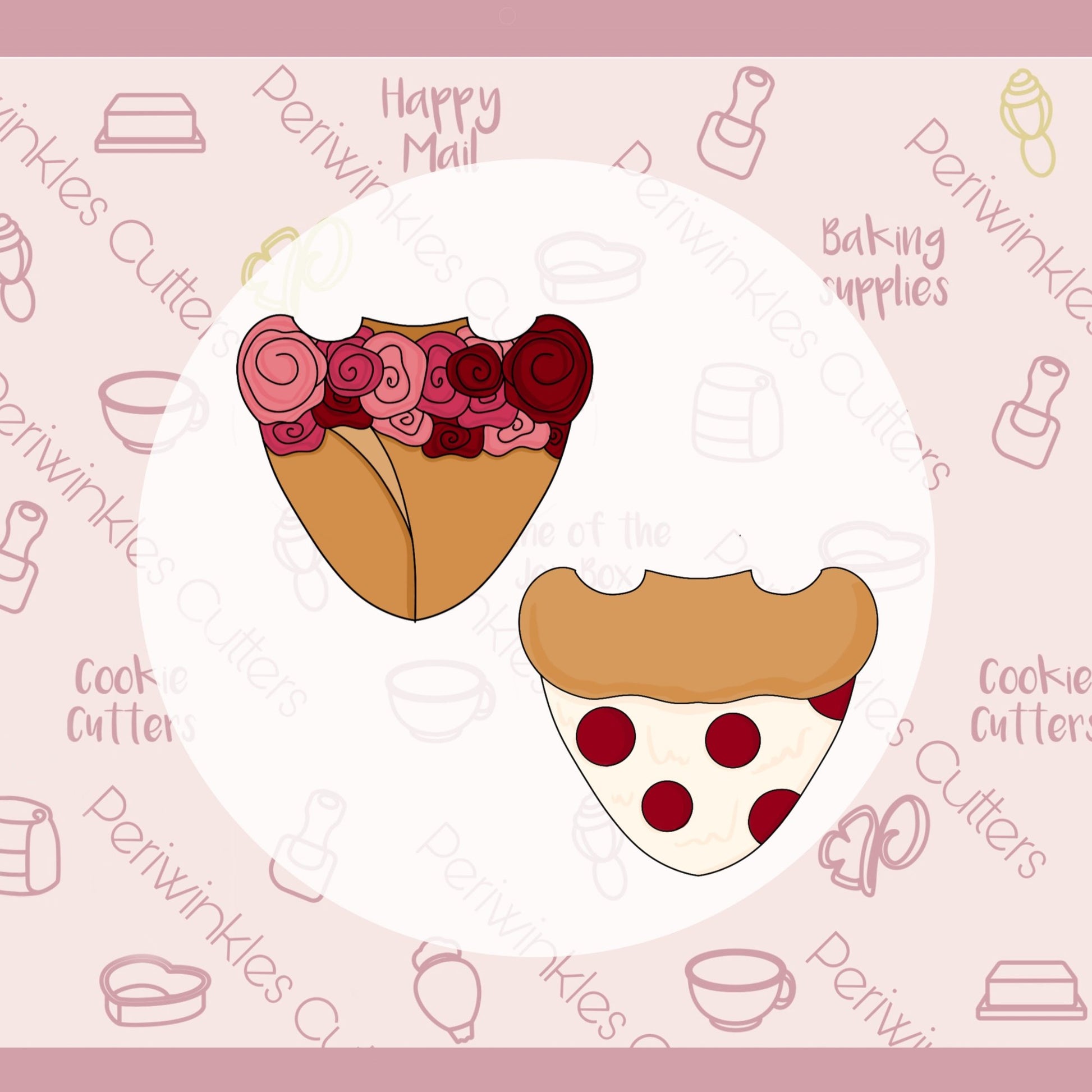 Valentines Bottoms for 2 Pieces Set Cookie Cutter - Periwinkles Cutters