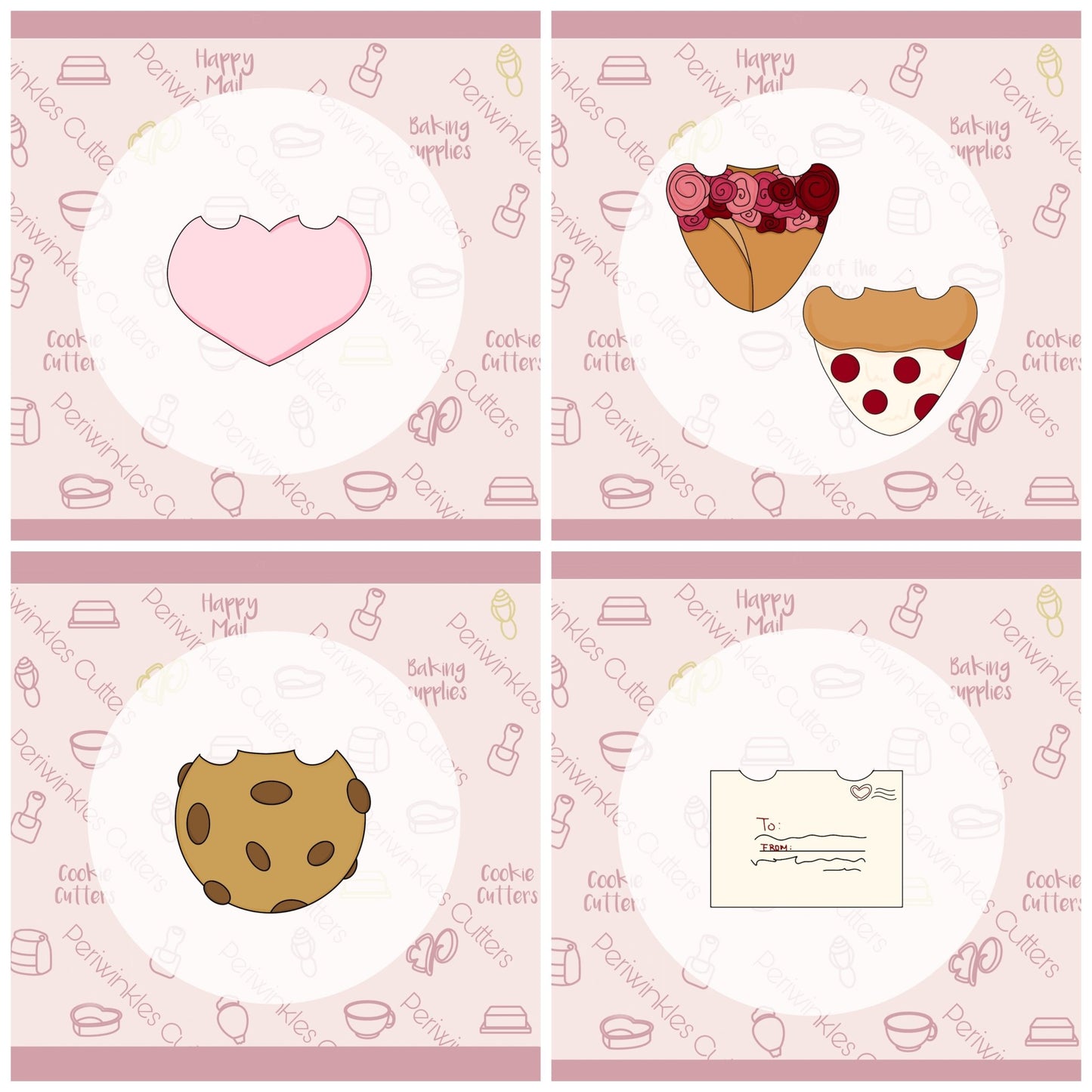 Valentines Bottoms for 2 Pieces Set Cookie Cutter - Periwinkles Cutters