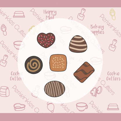 Valentines Chocolate Box Set of 6 Cookie Cutters - Periwinkles Cutters
