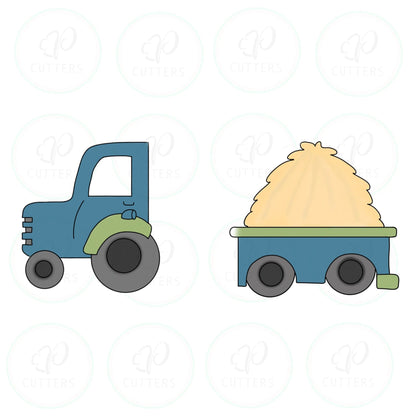 Wagon with hay pile Cookie Cutter - Periwinkles Cutters