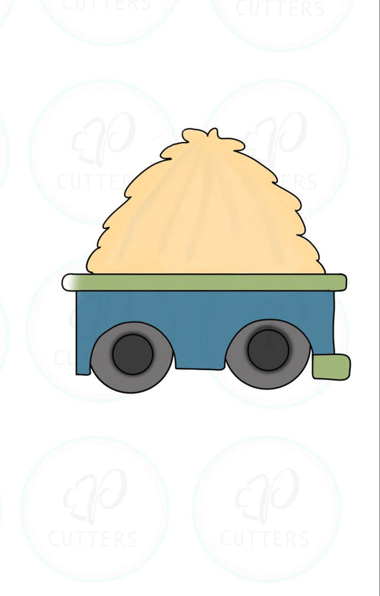 Wagon with hay pile Cookie Cutter - Periwinkles Cutters