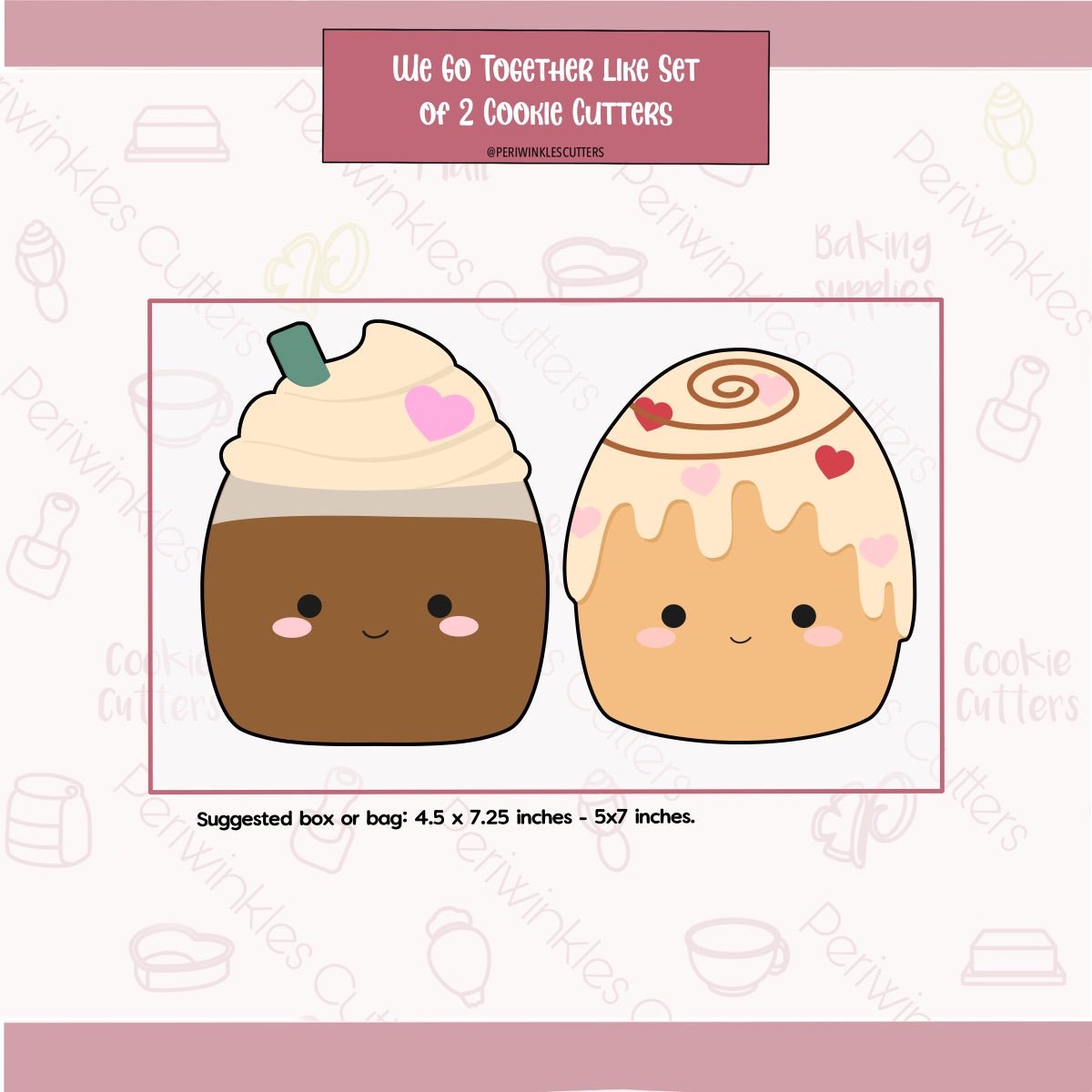 We go Together Like Coffee and Buns Set of 2 Cookie Cutter - Periwinkles Cutters Cookie Cutter