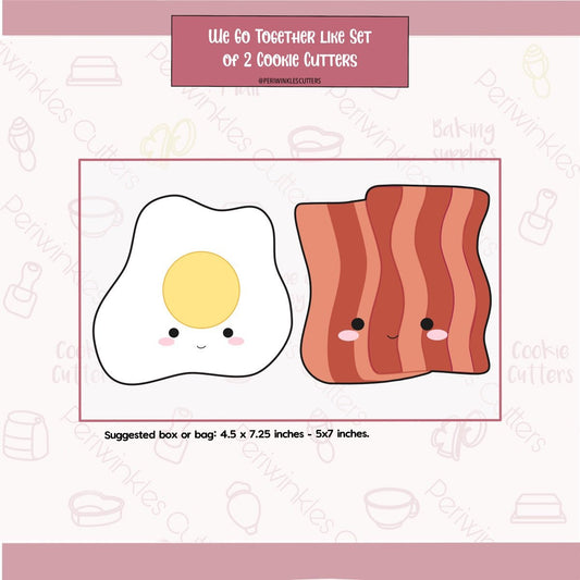 We go Together Like Eggs and Bacon Set of 2 Cookie Cutter - Periwinkles Cutters Cookie Cutter