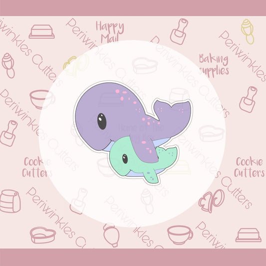 Whale Mom and Baby Cookie Cutter - Periwinkles Cutters