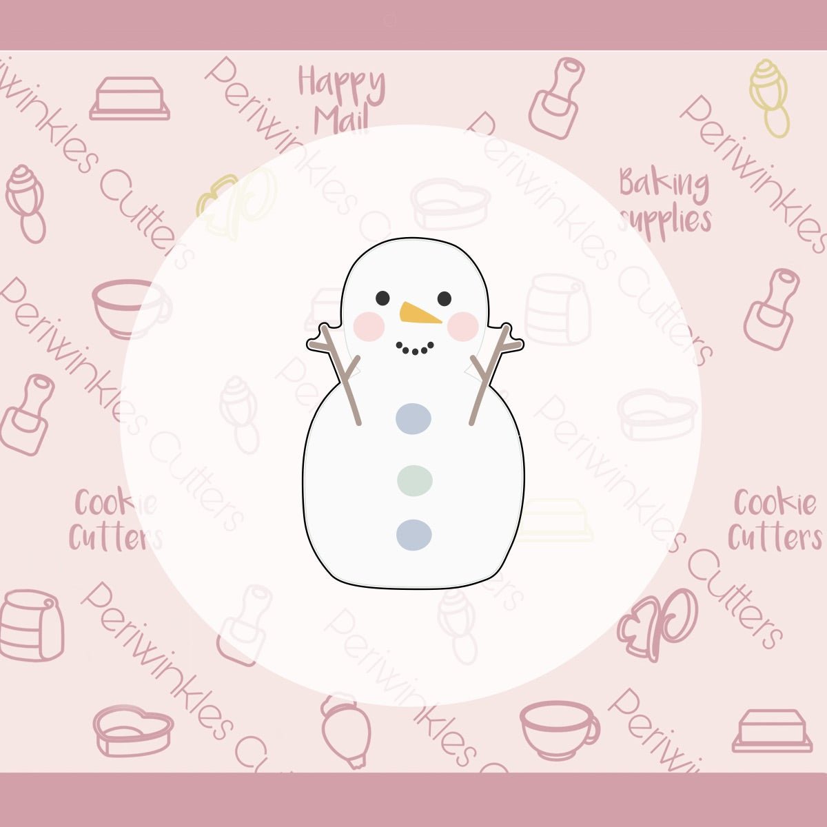 Winter Snowman Pal Cookie Cutter - Periwinkles Cutters Cookie Cutters