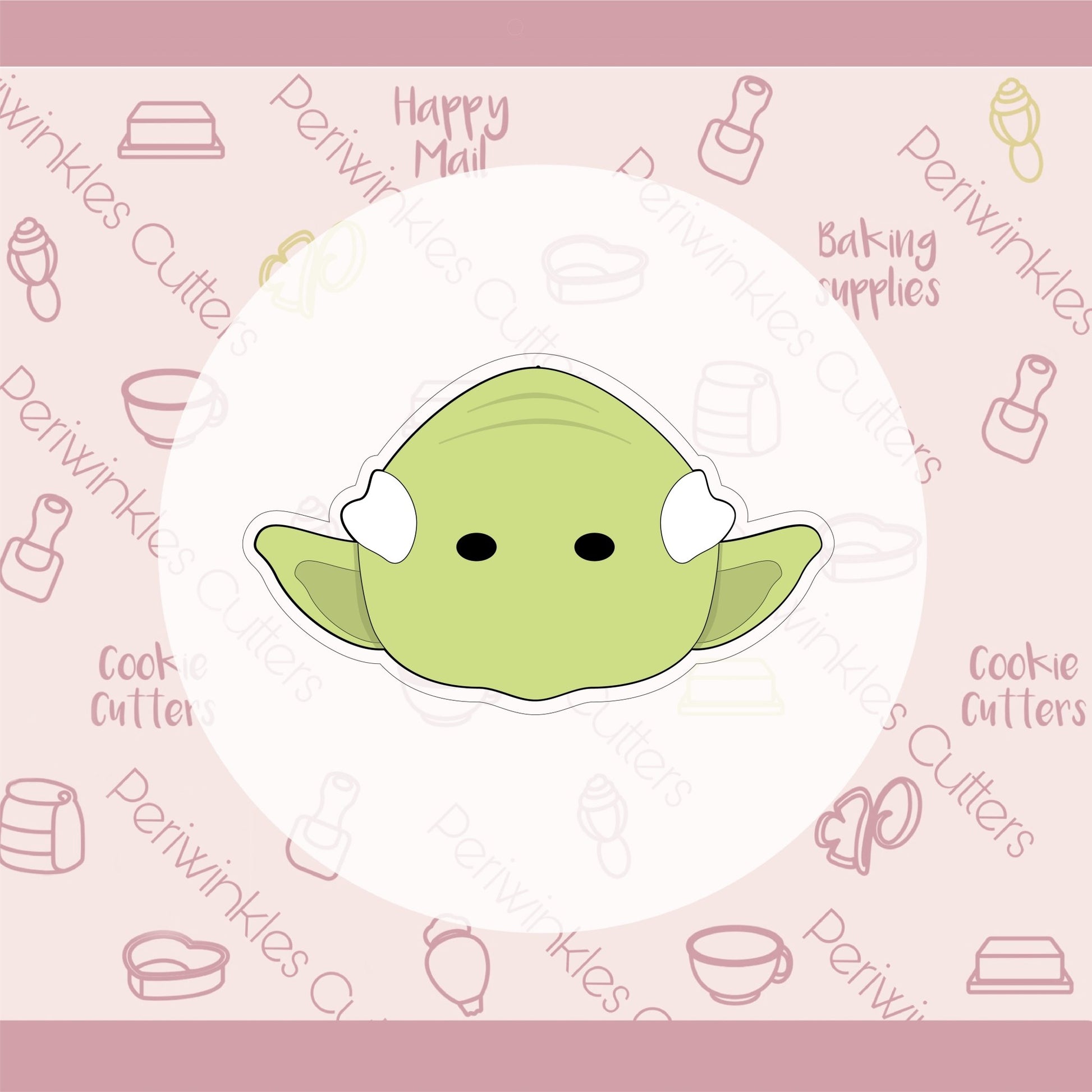 Wise Green Alien Head Cookie Cutter - Periwinkles Cutters