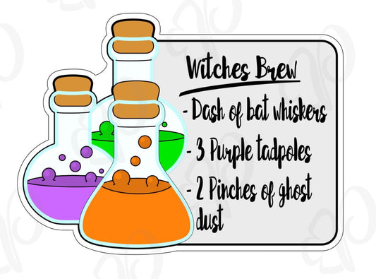 Witches Brew Recipe Plaque Cookie Cutter - Periwinkles Cutters