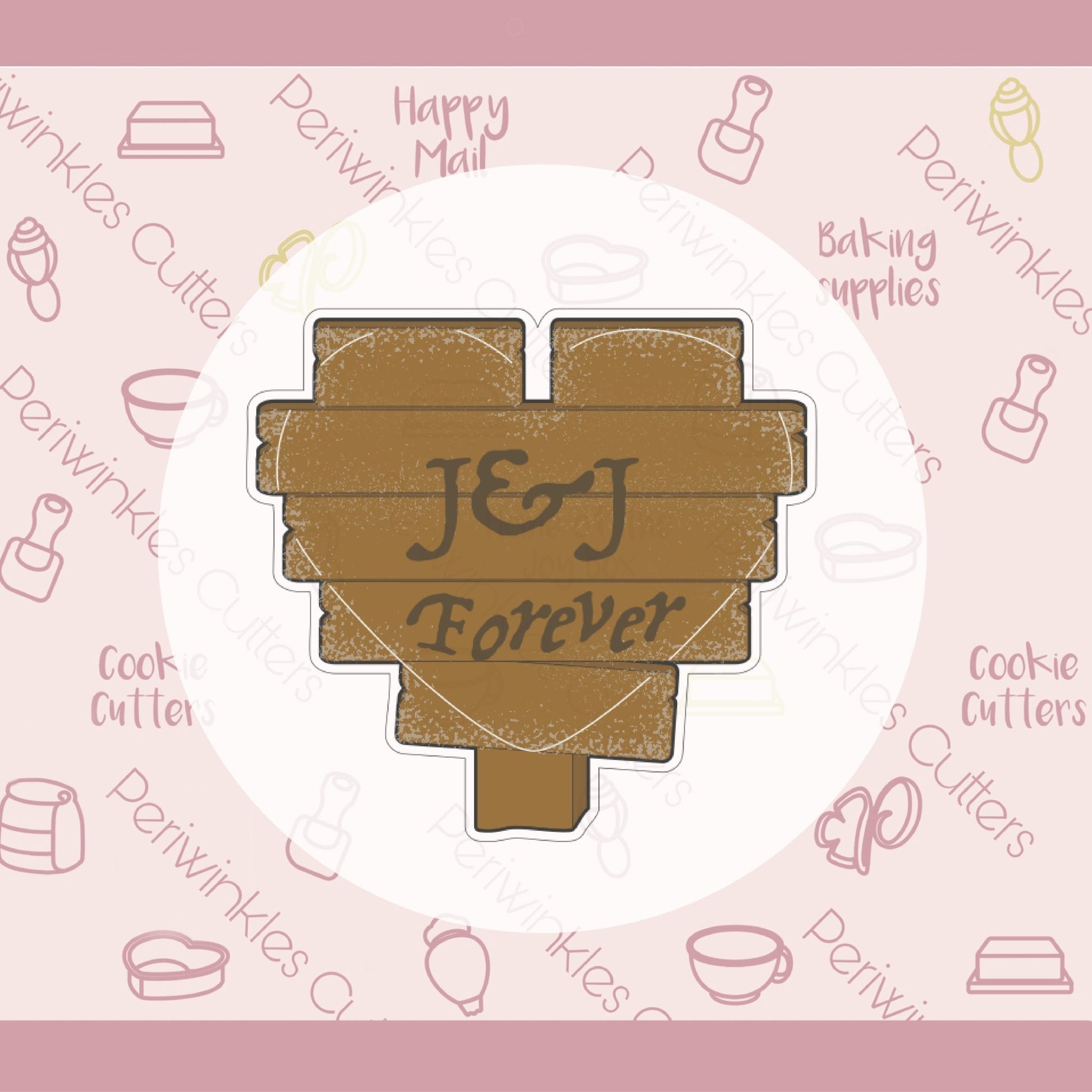 Wood Planks Heart Cookie Cutter - Periwinkles Cutters