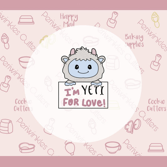 Yeti for Love Plaque Cookie Cutter - Periwinkles Cutters