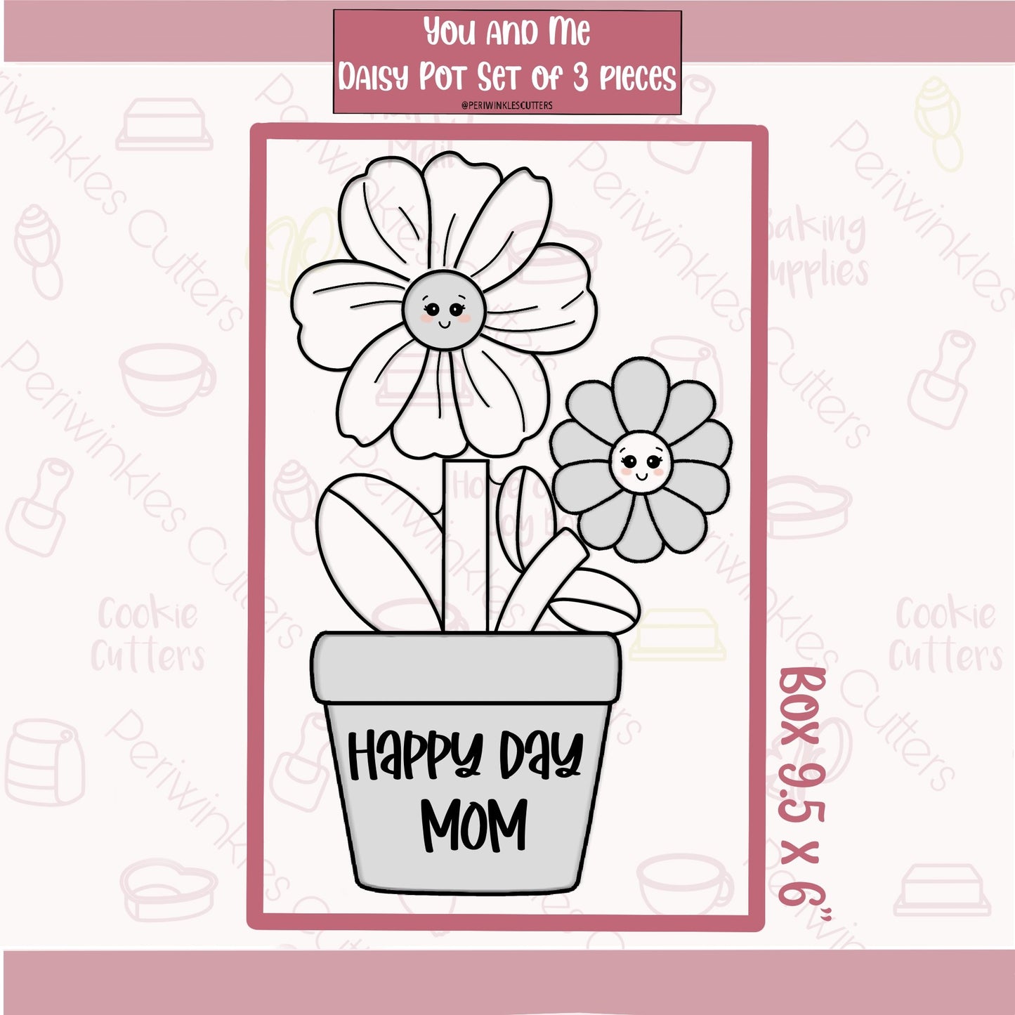 You and Me Daisy Pot Set of 3 Cookie Cutter - Periwinkles Cutters