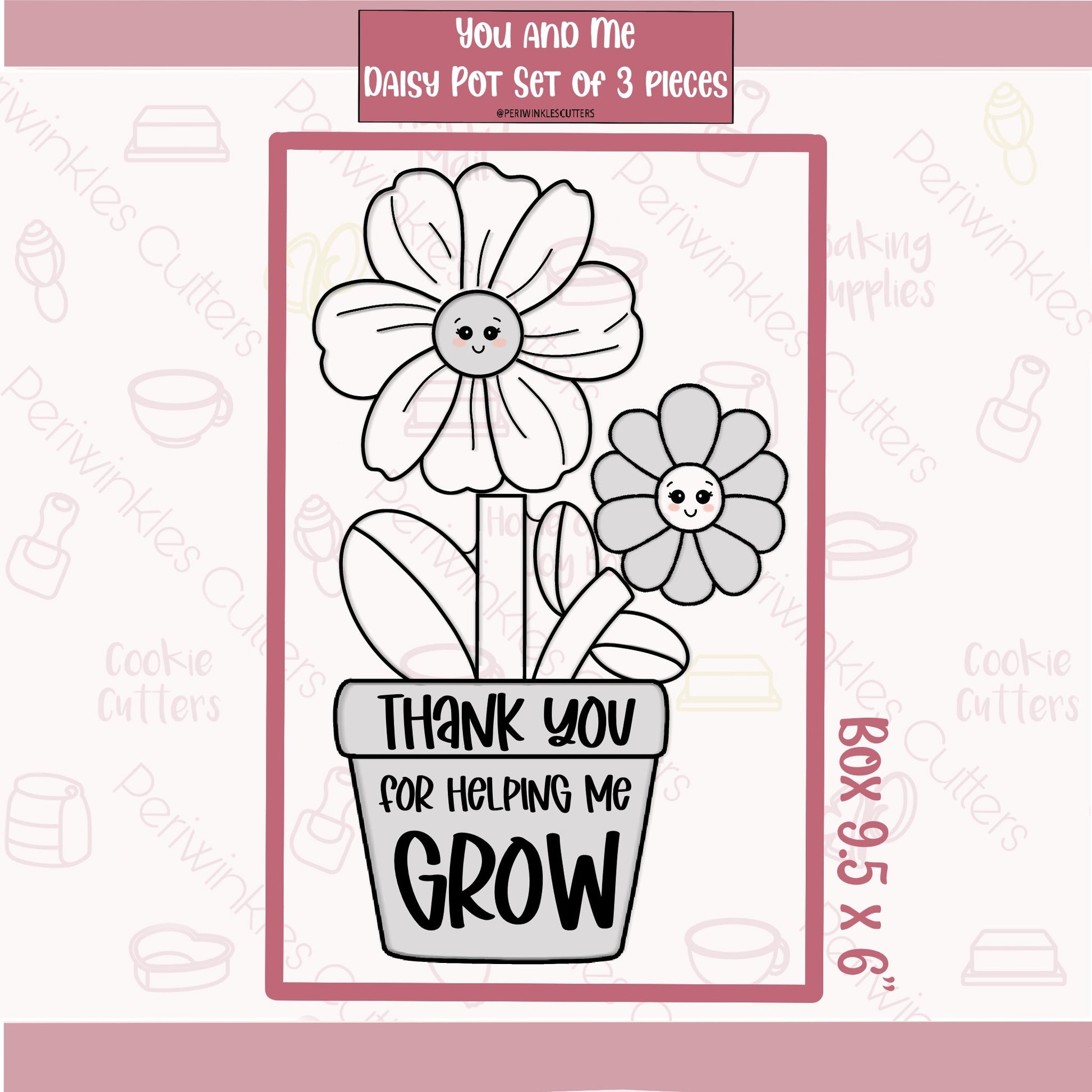 You and Me Daisy Pot Set of 3 Cookie Cutter - Periwinkles Cutters