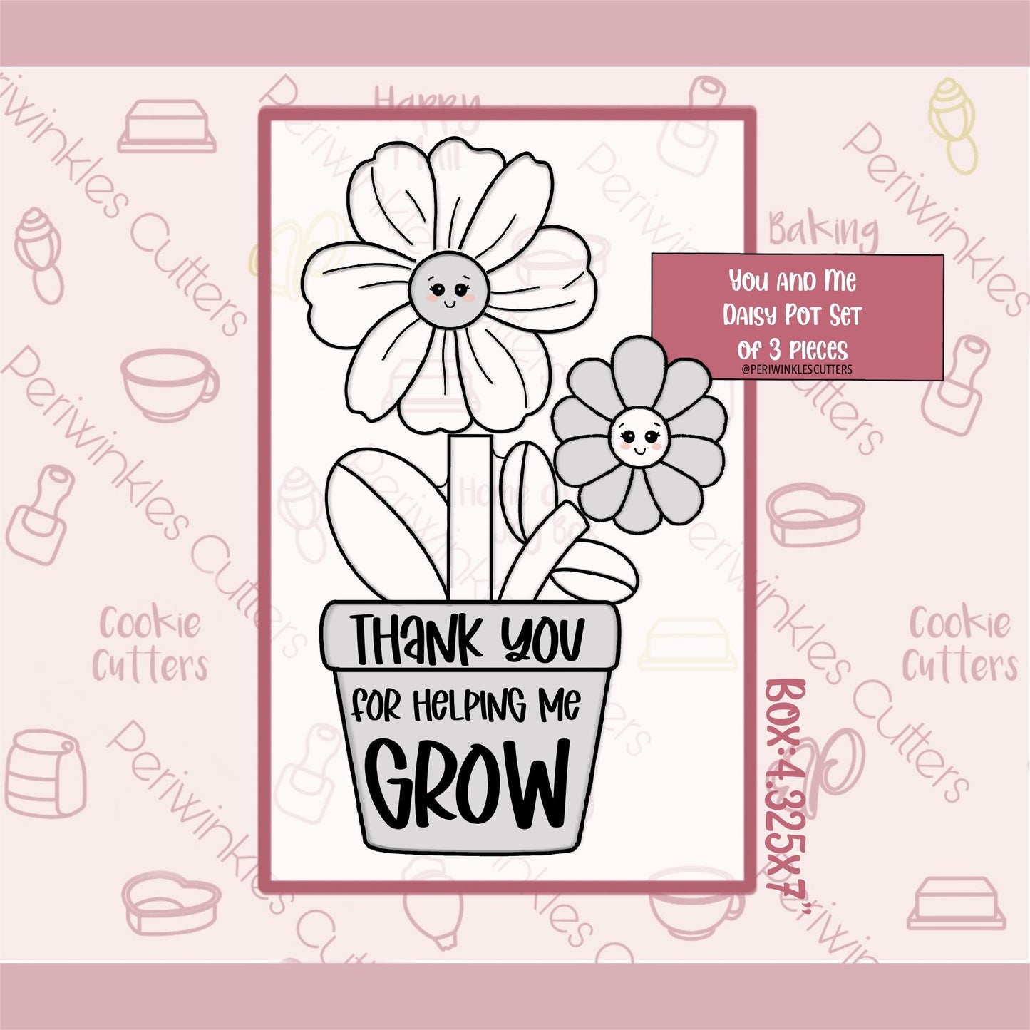 You and Me Daisy Pot Set of 3 Cookie Cutter - Periwinkles Cutters